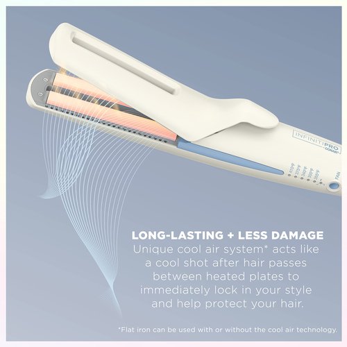 INFINITIPRO BY CONAIR QuadAir Flat Iron Hair Straightener, Damage Control with Single Pass Straightening, Quad Power is Four 1/2" Plates for Faster Styling and Less Damage