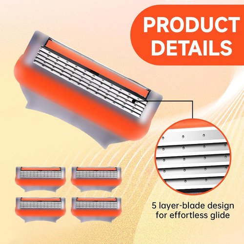 Skiennix 24Pcs Premium Razor Blades - 5-Layer Stainless Steel Refills for Gillette Fusion 5