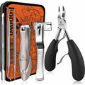 Toenail Clippers for Seniors Thick Toenails, Toe Nail Clippers Adult Thick Nails Long Handle, Professional Heavy Duty Nail Clippers 6Pcs Black