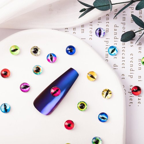 150Pcs Eye Nail Charms, Eyeball Charms for Nails, Dragon Eye Nail Charms, Animal Eyes Beads Decoration for Acrylic Nails, 3D Jewels Accessories for Nail Art Supply Manicure, Dolls, Halloween DIY Craft