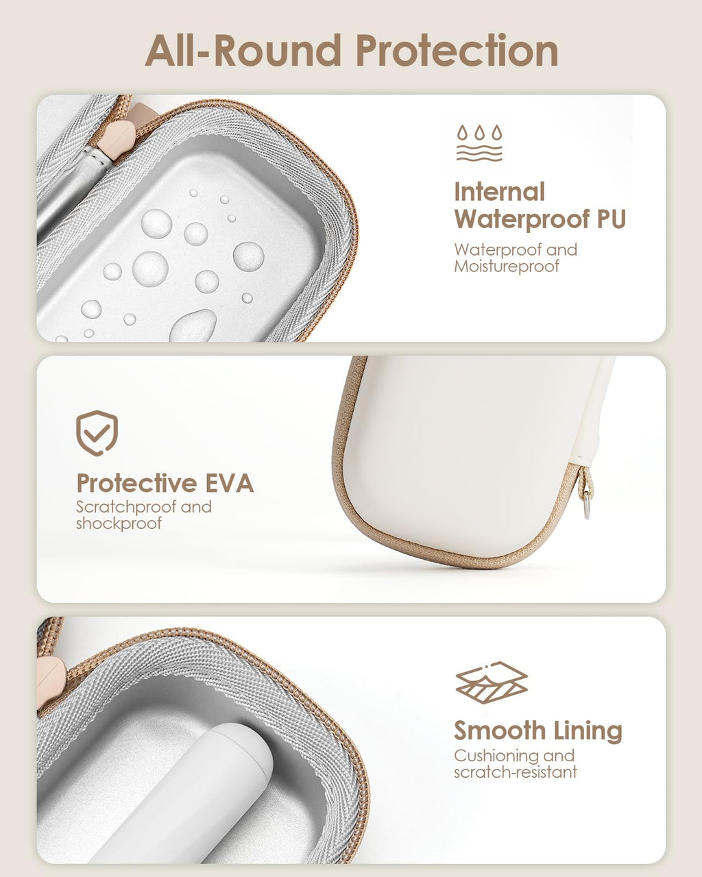 Yinke Travel Shaver Case with Attachments Storage Box for Hybrid Electric Trimmer, Waterproof Hard Carrying Case Portable Storage Bag for O Blade, Beige