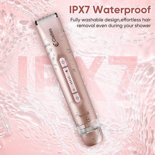 2 in 1 Women Electric Shaver Dual Head Bikini Trimmer for Women IPX7 Waterproof Wet & Dry Use Body Hair Trimmer and Facial Hair Remover for Bikini Underarm Leg Arm Body Face