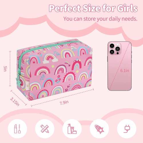 onemoky Small Makeup Bag for Girls, Cute Makeup Bag Travel Makeup Organizer Bag, Birthday Gifts for Girls 4 5 6 7 8 9 10 11 12 13 14 15 16 Years Old, Graduation Gifts for Teen Sister Daugther Friend
