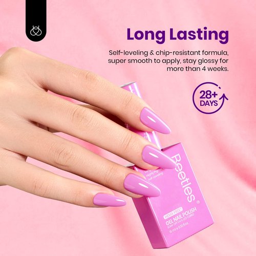 Beetles Pastel Gel Polish - Fairy Tale Dream 6 Colors Hema-Free Gel Polish Set, 15ML Pastel Yellow Pink Blue Purple Nail Colors, with Colorful Bottle Soak off Uv Led Lamp Nails