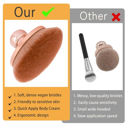 UNIMEIX Blend & Blur Extra Large Body Makeup Brush with Drawstring Bag, 4.5 Inch Wide-headed Sunscreen Applicator Kabuki Brush for Face, Legs, Body (RoseGold)