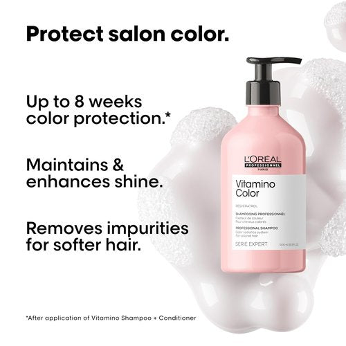 L'Oreal Professionnel Paris Vitamino Color Shampoo - Protects Hair Color, Adds Vibrancy & Shine | 10.1 Fl Oz