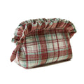 aokansha Ruffle Makeup Bag for Women Travel Toiletry Bags Scottish Buffalo Plaid Cosmetic Bag Storage Pouch Quilted Organizer Bag