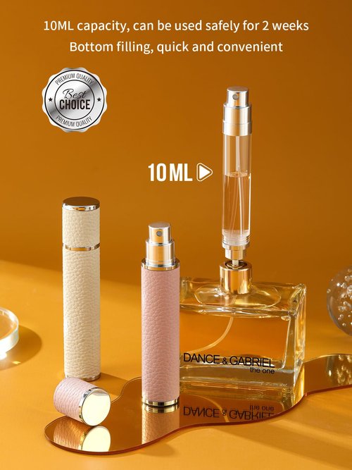 3zorqinron 10ML Genuine Leather Atomizer Sprayer for Perfume - Portable Mini Cologne Sprayer for Woman Man - Perfume Travel Refillable Bottle,Travel Essential Fragrance Spray Bottle (Black)