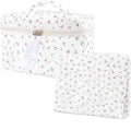 Hyfant 2Pcs Floral Quilted Makeup Bag Set Coquette Makeup Bags Large Cotton Cosmetic Bag Cute Makeup Bag with Bow Pattern Portable Travel Toiletry Bag For Women