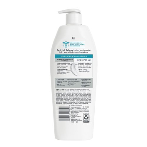 Curel Itch Defense Calming Body Lotion, Moisturizer for Dry, Itchy Skin, Body and Hand Lotion, with Advanced Ceramide Complex, Pro-Vitamin B5, Shea Butter, 13 Oz, Pack of 3