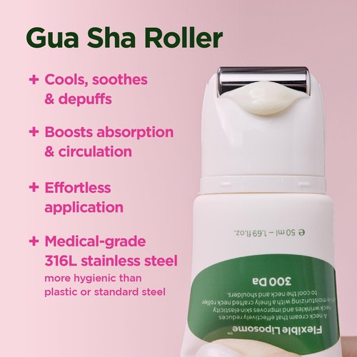 CKD Retino Collagen Gua Sha Neck Cream with Stainless Steel Roller – Neck & Jawline Tightening, Lifting, Youthful-Looking Skin Treatment, Anti-Aging Korean Skin Care, 1.69 fl oz