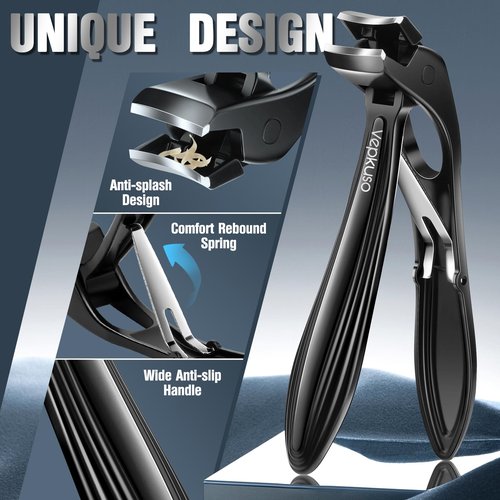 Vepkuso Toenail Clippers&Nail Clippers for Seniors Thick Nails - Professional Nail Clippers Set for Men/Women, Manicure Kit with Angled Head, Stainless Steel Toe Nail Cutter, Gift Idea