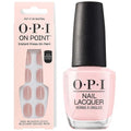 OPI Nail Lacquer & Press-On Nails Bundle - Sheer Soft Short Round 24 Count with Glue & Matching Polish