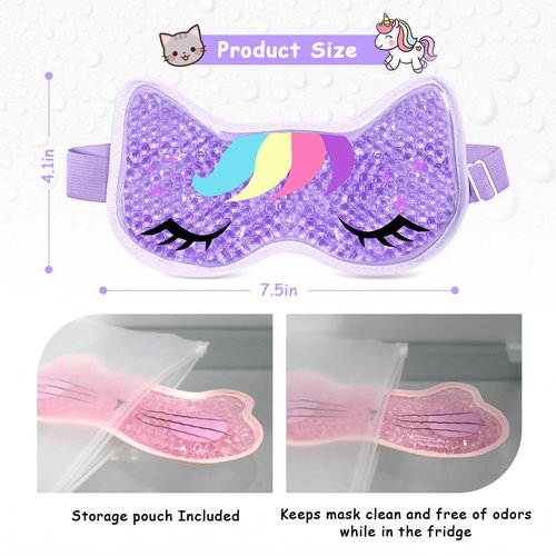 CONBELLA 2PCS Cooling Eye Mask Gel Eye Mask, Reusable Hot Cold Therapy Cold Eye Mask for Post Surgery, Puffiness, Dark Circles, Eye Bags, Dry Eyes
