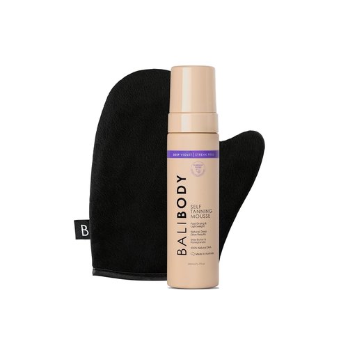 Bali Body Deep Violet Self-Tanning Mousse & Mitt Bundle - Streak-Free, Natural Bronzed Glow | Vegan & Cruelty-Free