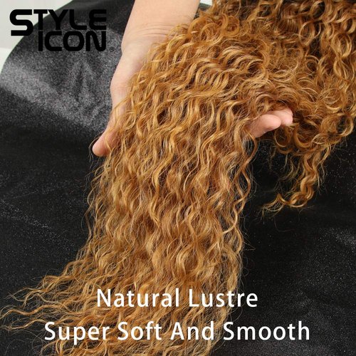 Style Icon Lace Front Wigs 28” Long Curly Wig Ombre Blonde Wig for women Synthetic Wig Density 130% Heat Resistant Replacement Wig (28", SOP43026)