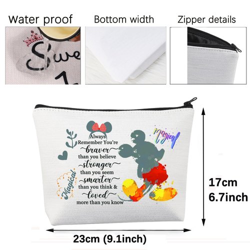 CMNIM Cartoon Mouse Makeup Cosmetic Bag Mouse Lover Gifts Bag for Women Friends Magic Mouse Travel Makeup Pouch Toiletry Case (Mouse always remember)