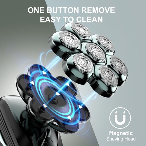 Head Shavers for Bald Men: Enhanced Detachable Head Shaver - IPX7 Waterproof Electric Razor for Men - 7D LED Display Rechargeable Shaving Grooming Kit
