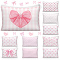 Reginary 10 Pcs Coquette Bow Cosmetic Bag for Women's Day Mother's Day Wedding Nurses Aesthetic Makeup Bag Lovely Heart Preppy Pouch Zipper Coquette Party for Bridal Shower Gift(Pink,Lovely Heart)