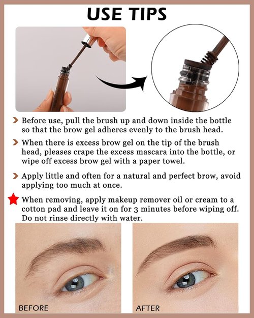 Skiennix Waterproof Tinted Brow Gel - Long Lasting Smudgeproof Eyebrow Makeup | Blonde with Brow Razor Brush