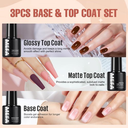 MEFA 56 Pcs Gel Nail Polish Kit with U V Light 48W Nail Dryer, 32 Colors Nude Pink Gel Nail Polish Set with Base and Matte/Glossy Top Coat Nail Art Decorations Manicure Tools DIY Salon Gifts