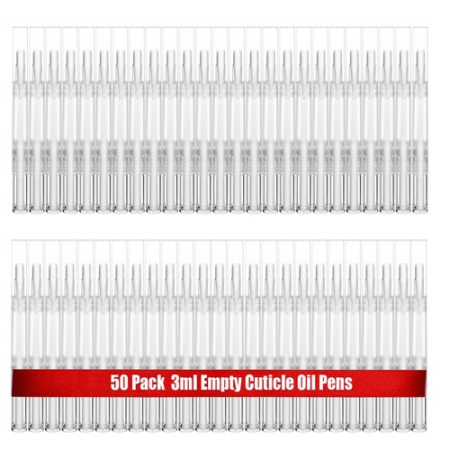 UPZIGS 50 Pack Empty Cuticle Oil Pens Bulk-3ml Travel Size Nail Oil Pen, Disposable Twist Pens with Brush-No Leak, DIY Nail Care Kits for Nail Salon