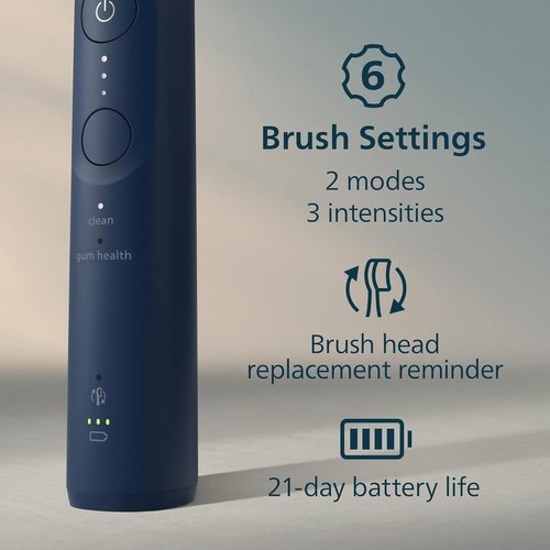 Philips Sonicare 5900 Series Electric Toothbrush - Advanced Sonic Technology, Pressure Sensor, 6 Settings | Navy Blue, Model HX7133/02
