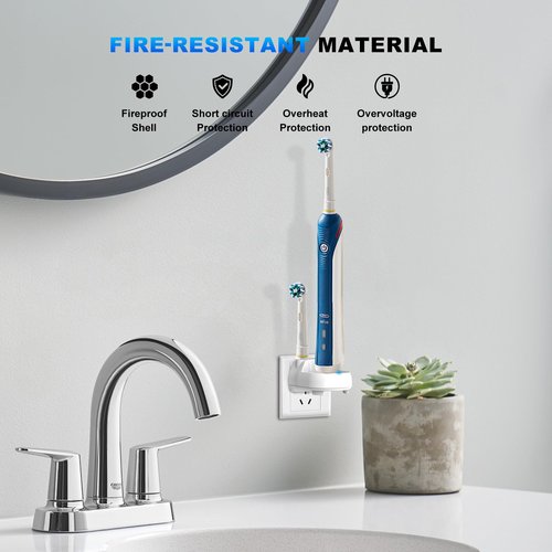 Charger for Oral-B Electric Toothbrush, Compatible with Oral-B io4/io5/io6, Genius 8000/9000, Pro 1000/2000/3000/5000, 3709/3728/3756 | Direct Plug-in Waterproof Outlet Charger Base Hygienic White