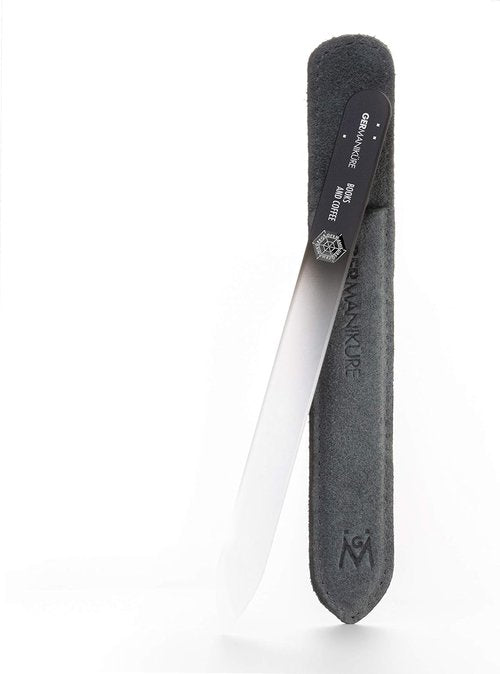 GERMANIKURE Glass Nail File - Professional Crystal Nail File in Suede Sleeve for Smooth Shaping | Perfect Manicure & Pedicure Tool