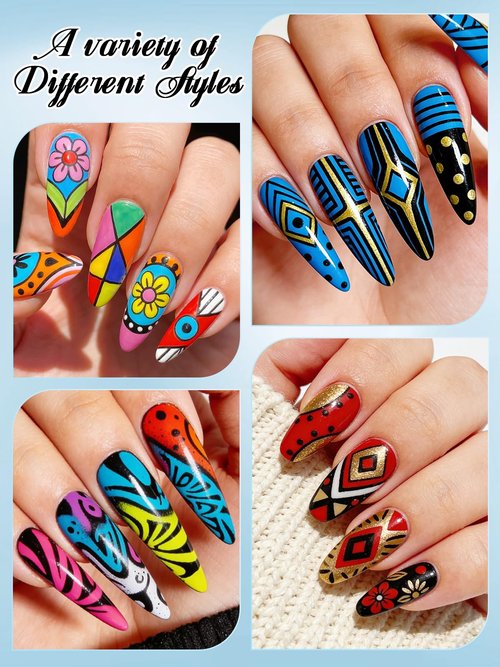 EBANKU 24 Pcs Nail Art Pens Set, Nail Polish Pens Quick-Drying Nail Art Markers Acrylic Paint Nail Point Graffiti Dotting Liner Pen No Squeeze Needed for Christmas Party