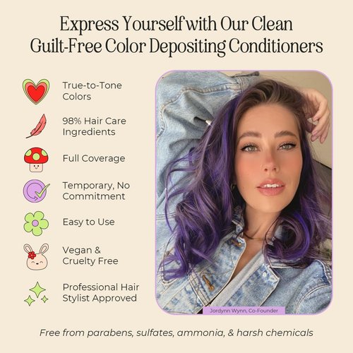 INH Semi Permanent Hair Color - Amethyst Dark Purple Hair Dye | Vegan, No Bleach, 6oz Conditioner