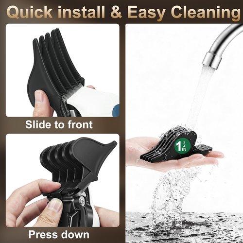 Clipper Guards Set, 4 Pack 1.25", 1.5", 1.75", 2" Compatible with Most Wahl Clippers, Black Replacement Guides