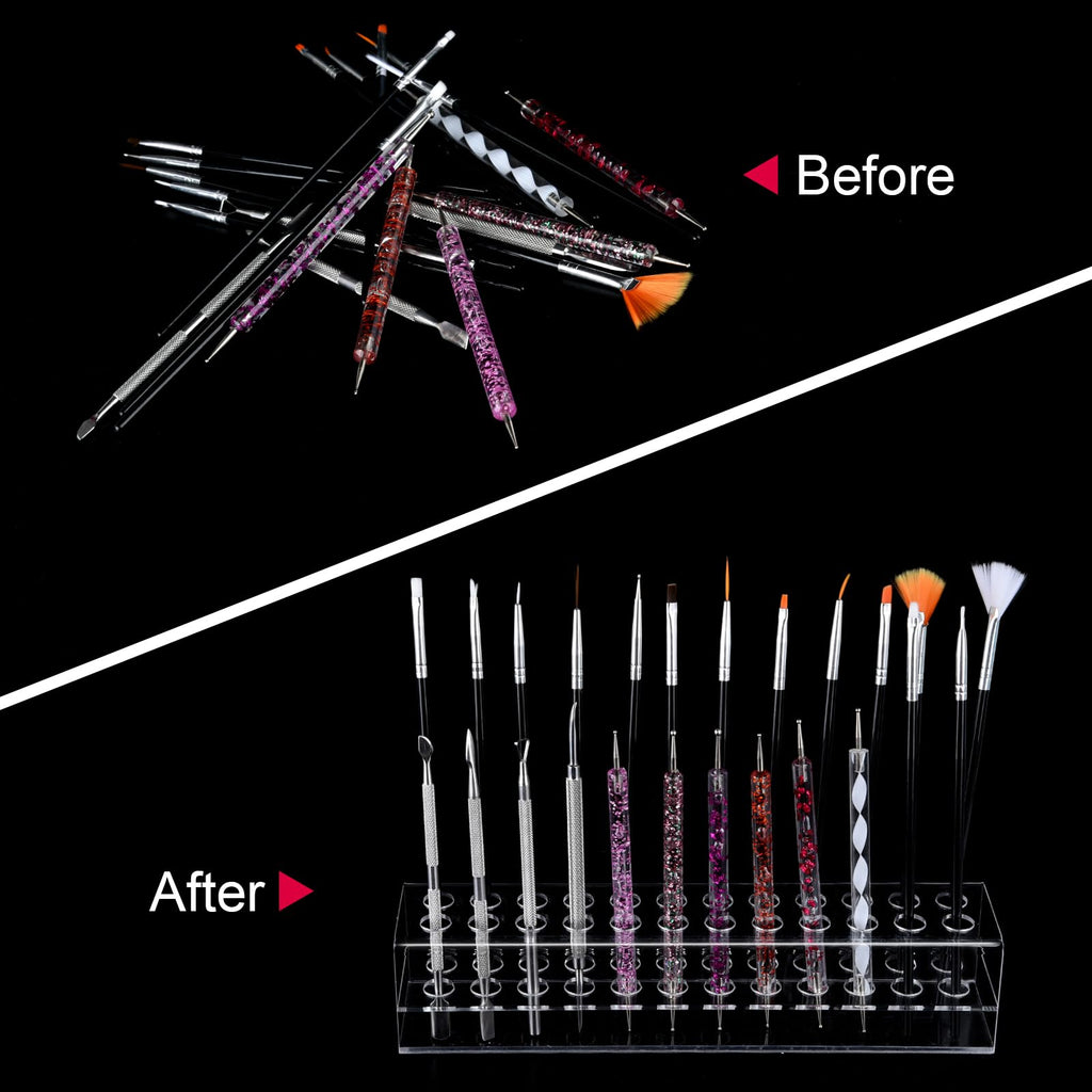 Wiojtry Nail Art Tool Organizer, Nail Brush Holder, Nail Technician Gifts, Storage for Storing Pro Beauty Finger Nailcare Art Kit Tools Makeup Display Case Refillable Container Holder Organization
