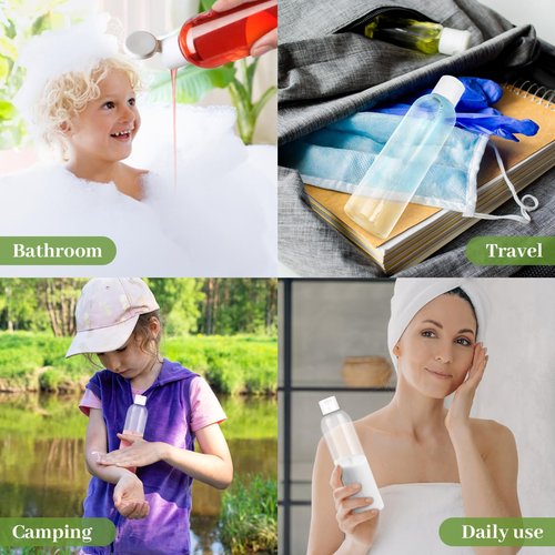 Neendohome 6 Pack 8 oz Travel Squeeze Bottles with Flip Caps Refillable Empty Plastic Containers for Toiletries Shampoo Lotions Oils