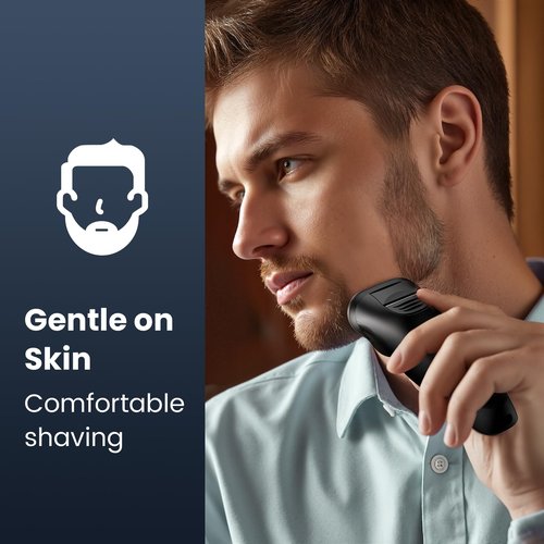 Electric Razor for Men Cordless: Wet/Dry Rotary Shaver Waterproof - USB Fast Charging & Sensitive Skin Care - Pop up Trimmer & Precision Blades Upgraded Elegant Black