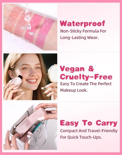 KIMUSE Jelly Cheek & Lip Tint - Multi-Use Watercolor Blush for Cheeks, Lips & Eyes | Lightweight, Vegan Formula