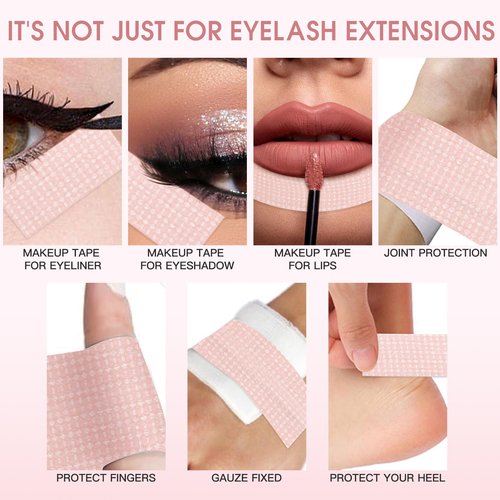 Miuffue Lash Tape, Sticky Silicone Adhesive Pain-Free Removal Eyelash Tape, Pink Sensitive Breathable Lash Tech Supplies, Medical Micro-Porous Eyelash Extension Tape - 0.5 in x 4 Yds, 4 Rolls