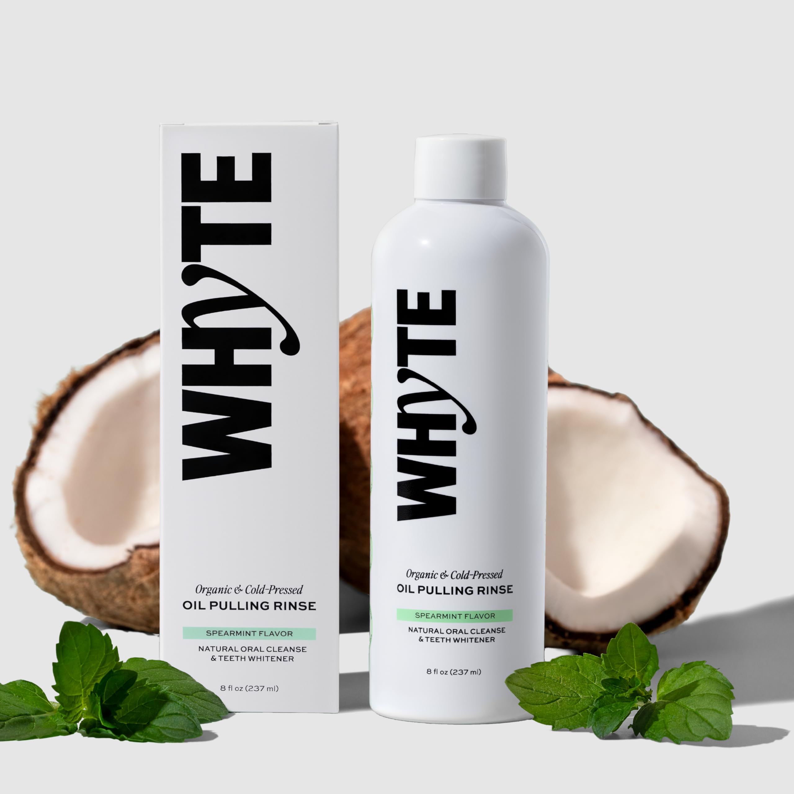 Whyte Coconut Oil Pulling Mouthwash for Teeth Whitening & Gum Health (Spearmint)