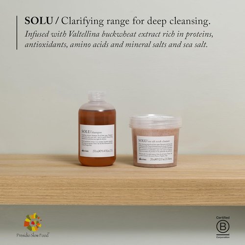 Davines SOLU Sea Salt Scrub Cleanser - Gently Removes Residues for Clean, Soft Hair | 8.45 Fl Oz