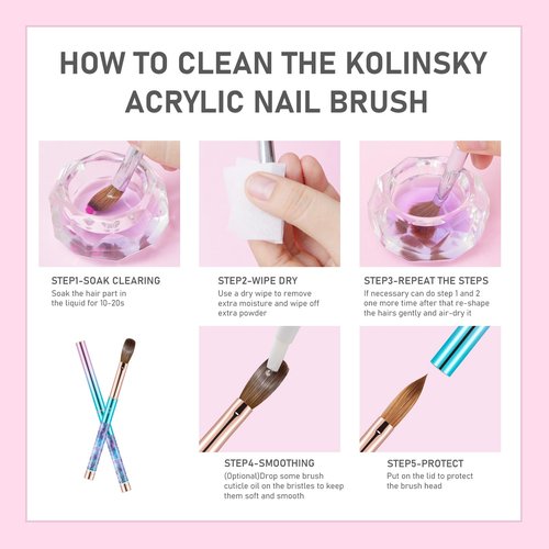 100% Kolinsky Acrylic Nail Brush- Size 08 Professional Nail Brush for Acrylic Application Acrylic Powder Brush for Nail Art DIY Home Salon Nail Manicure (Blue)