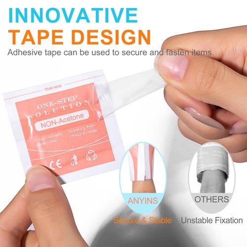 ANYINS Nail Polish Remover Pads，200PCS Fast Remove Nail Polish Remover Wipes with Nutrition Oil Individually Wrapped Professional Nail Salon and Home Use