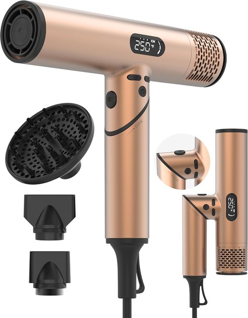 Skiennix Dual Voltage Travel Hair Dryer - 1600W Ionic Blow Dryer with Diffuser | Lightweight & Fast Drying for Home & Travel