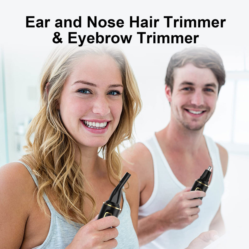 XOOMRSCP Nose Hair Trimmers for Men，Rechargeable Hair Trimmer 2 in 1 Painless Multifunctional Ear and Nose Hair Trimmer with IPX7 Waterproof Dual Edge Blades (Black)