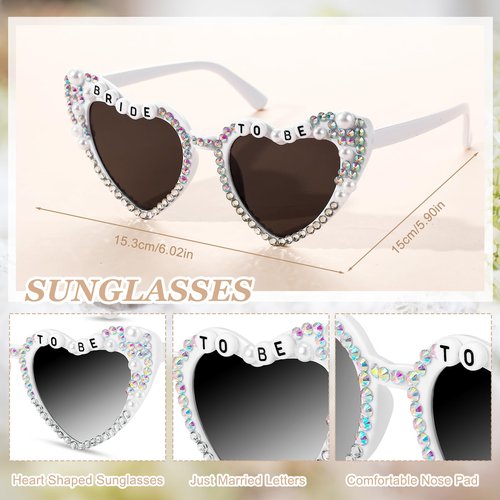JATEBI 5Pcs Bride to Be Gifts Set Bachelorette Gifts for Bride Include Makeup Bag Glasses Claw Clip Bachelorette Party Accessories for Bridal Shower Wedding Day Engagement
