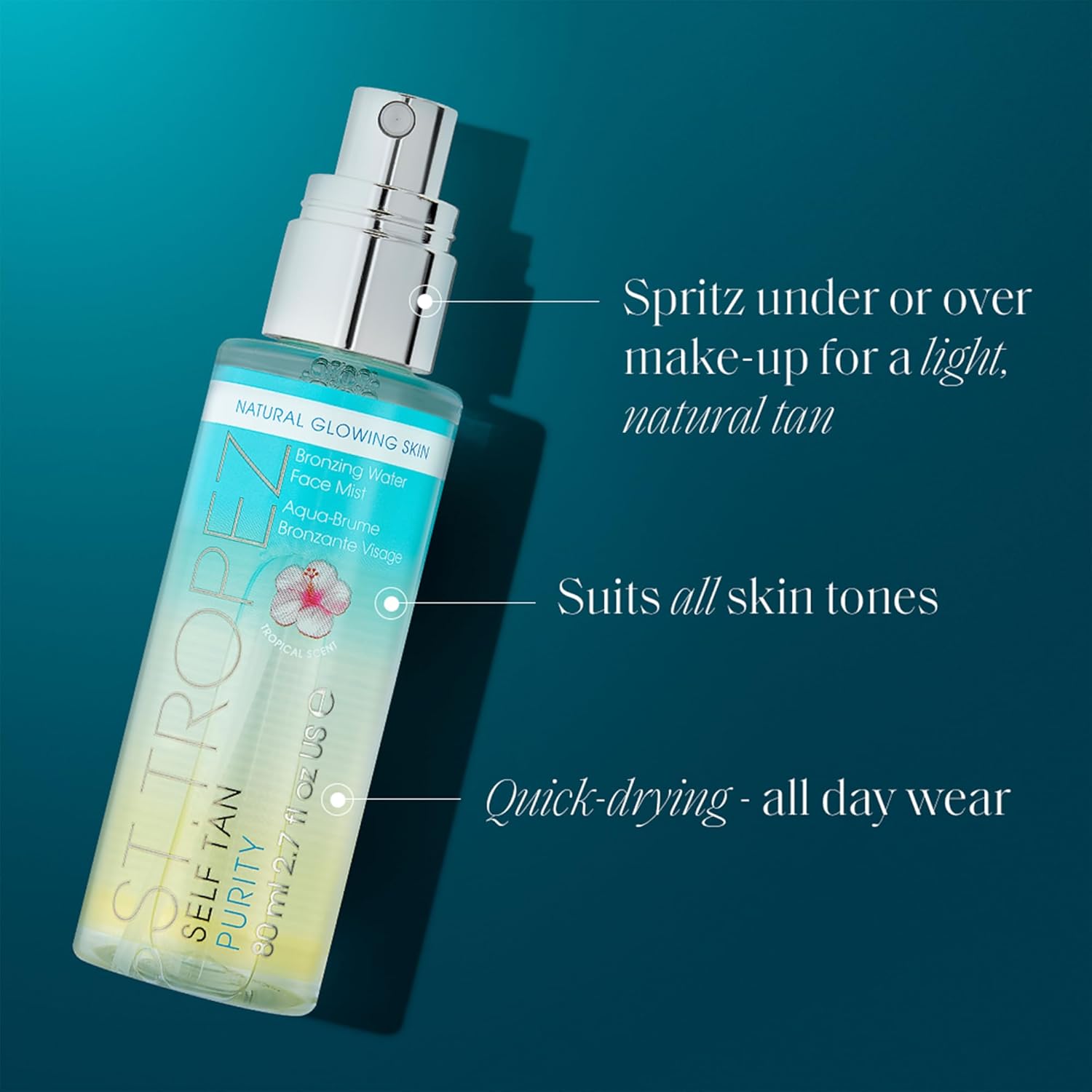 St. Tropez Self Tan Purity Face Mist - Natural Sunkissed Glow with Hyaluronic Acid | 2.7 Fl Oz