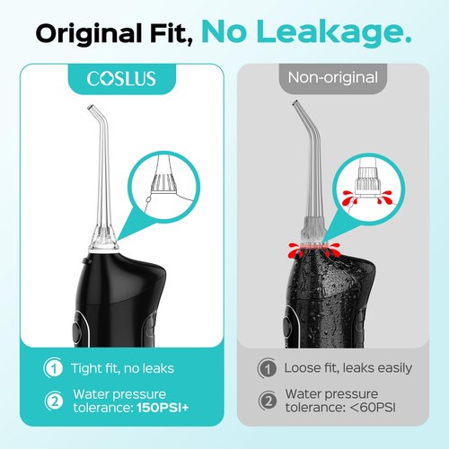 COSLUS Original Water Flosser Replacement Tips: Replacement Heads Compatible with COSLUS, Aquasonic, Nicwell, Oralfree, WELLFINE, Hangsun, Tovendor Water Dental Pick, Flosser Accessory, 5 Classic Tips
