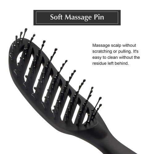FIXBODY Curved Vent Hair Brush - Detangling & Blow Drying Tool for Short Thick Hair | Unisex, Black