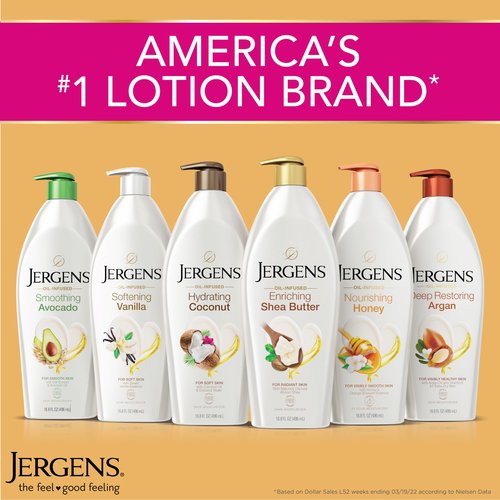 Jergens Hydrating Coconut Body Lotion, Hand and Body Moisturizer, Infused with Coconut Oil, Hydrates Dry Skin Instantly, Dermatologist Tested, 16.8 oz, Pack of 3