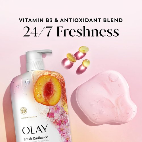 Olay Body Wash - Fresh Radiance Formula with Vitamin B3 & Antioxidants | 29 fl oz, Peach & Cherry Blossom Scent