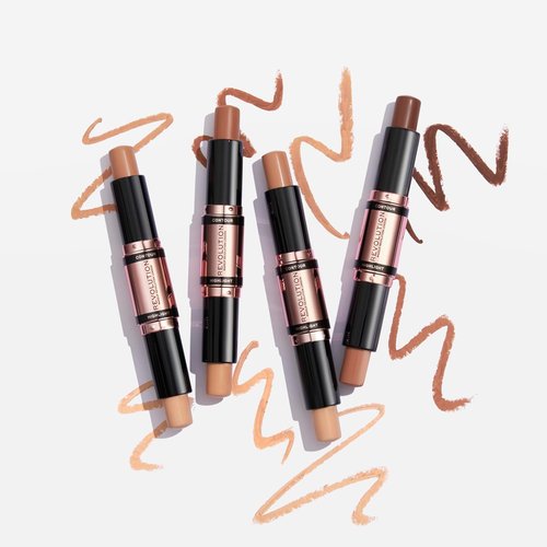 Revolution Beauty London Fast Base Contour Stick - Dual Ended, Lightweight & Blendable, Medium | 2 X 0.15 Oz